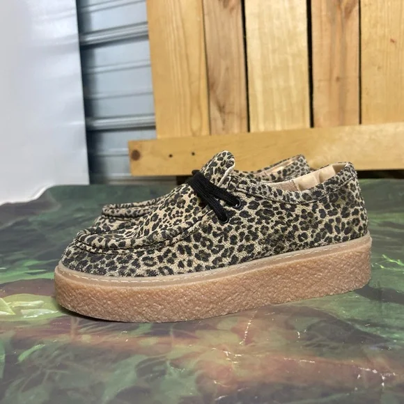 Hush Puppies Womens Sz 6.5 Bridget Animal print Leopard Suede Platform Sneakers - Picture 4 of 12